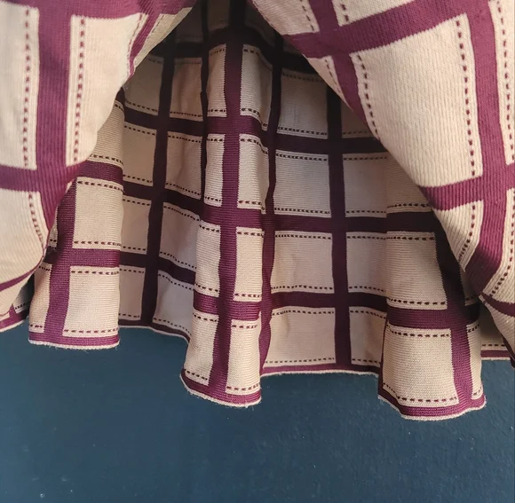 Anthropologie Moth Brown Knit Windowpane Skater Skirt XS - Picture 7 of 13